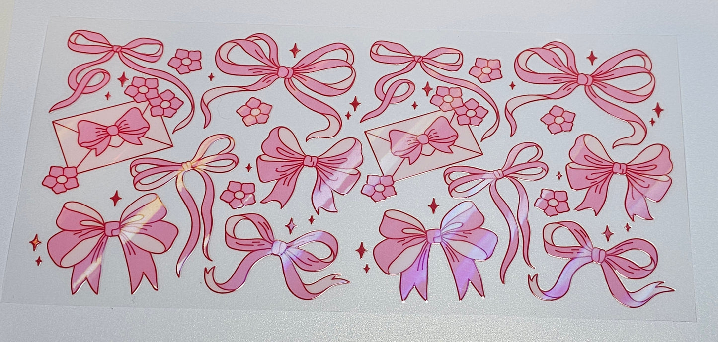 Holographic Pink Bow UVDTF Wrap 16 oz