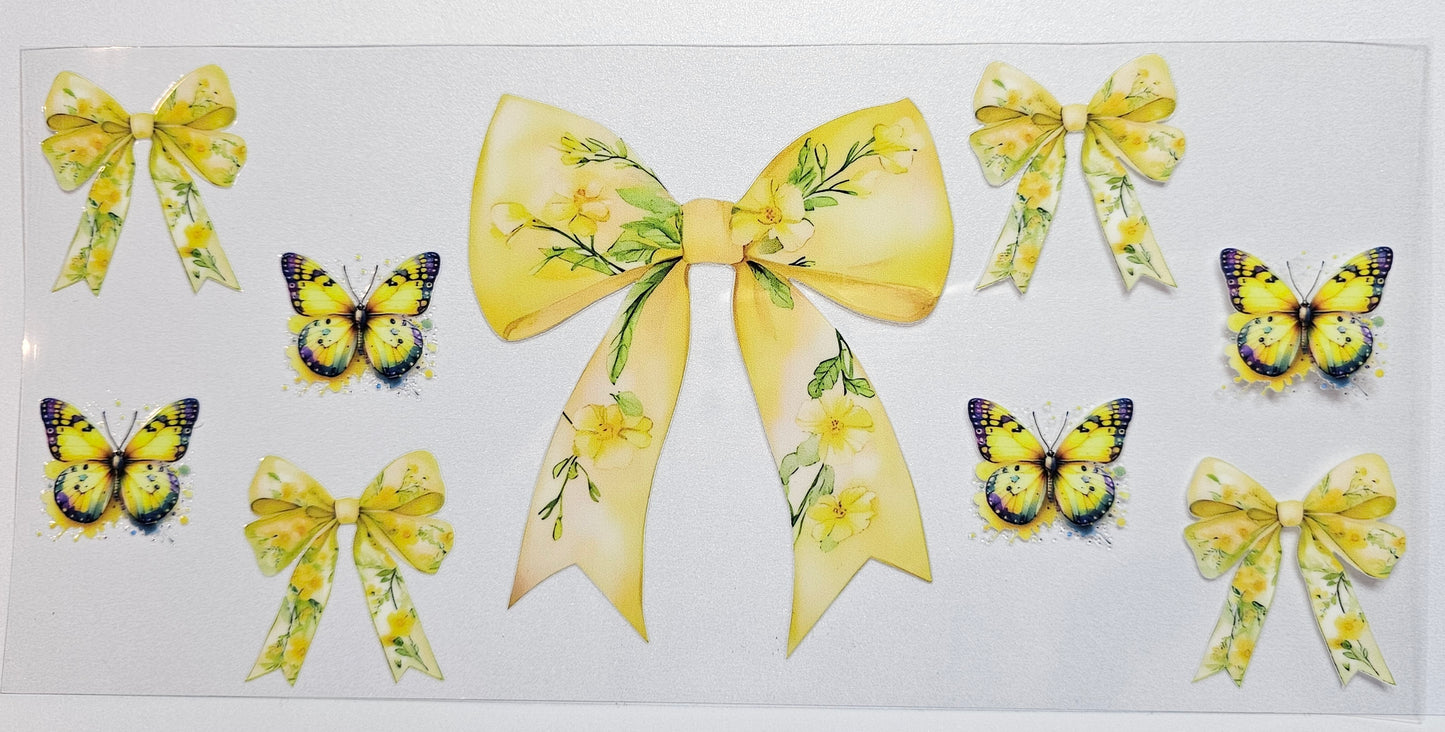 Yellow and Flower Bow UVDTF Wrap 16 oz