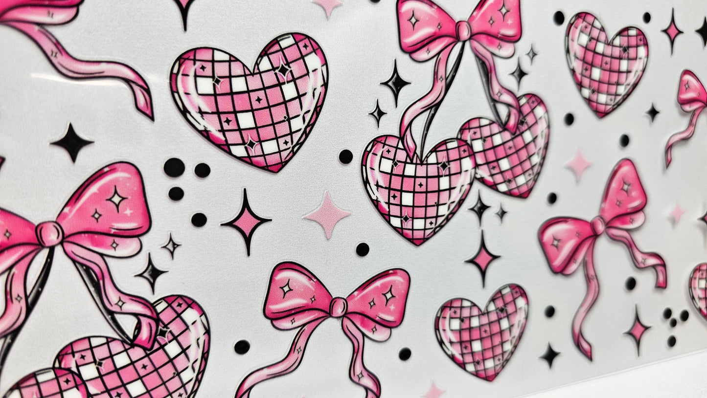 Disco Pink Hearts UVDTF Wrap 16 oz