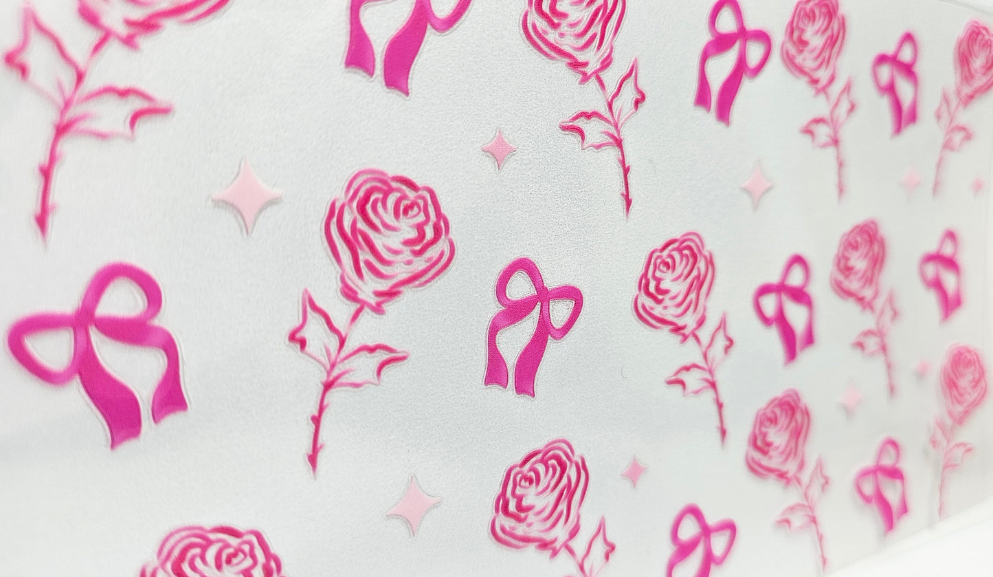 Pink Roses and Bows UVDTF Wrap 16 oz