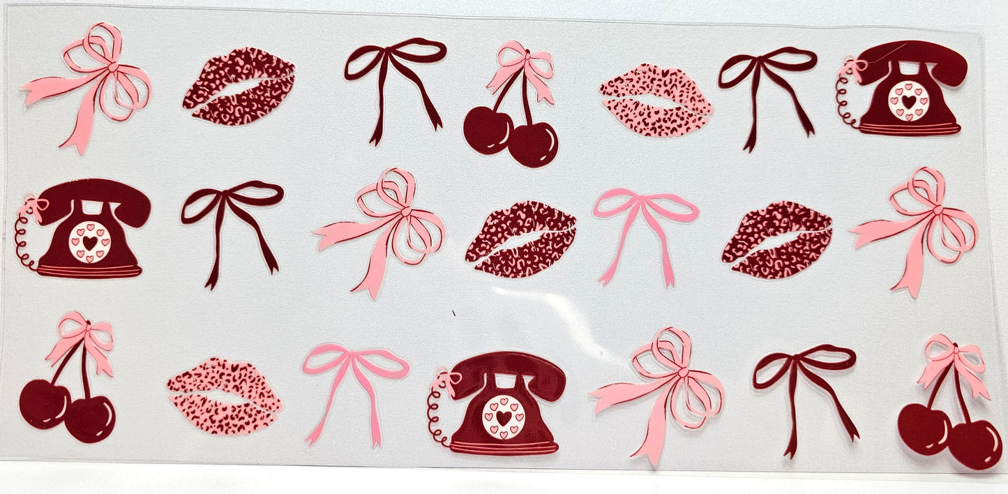 Cherries Lips Leopard Print Bows UVDTF Wrap 16 oz
