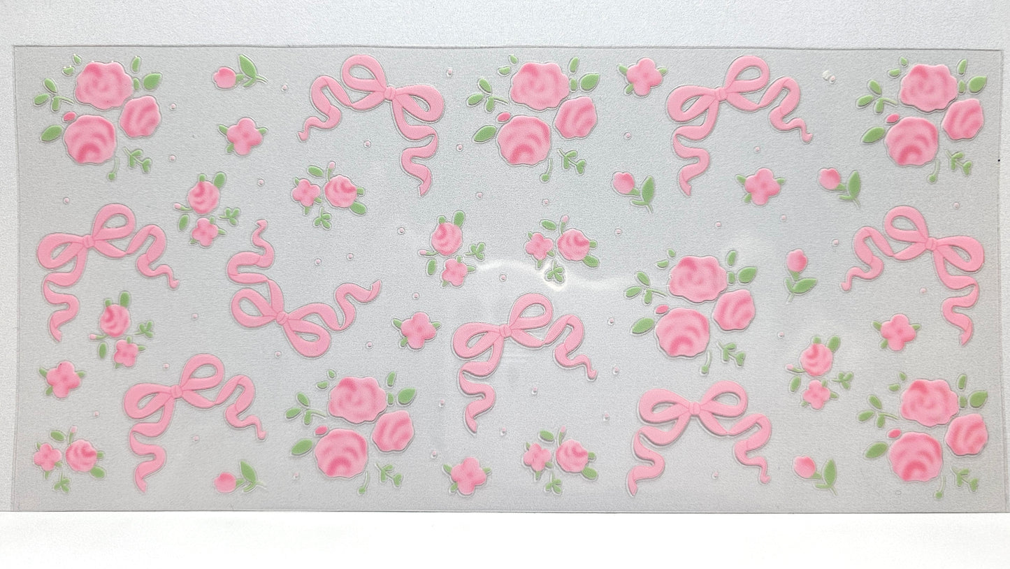 Delicate Flowers and Pink Bows UVDTF Wrap 16 oz
