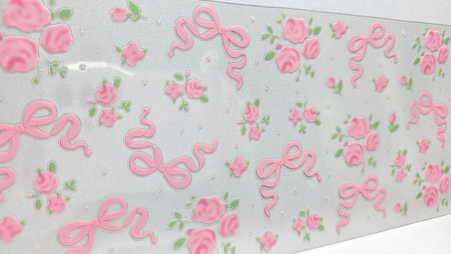 Delicate Flowers and Pink Bows UVDTF Wrap 16 oz