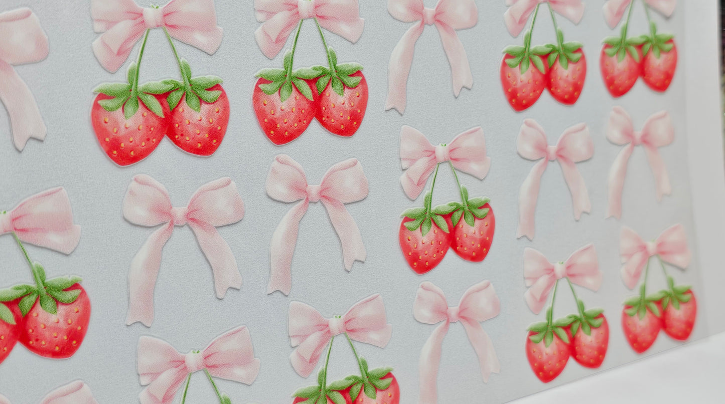 UVDTF ONLY Strawberries and Bows UVDTF Wrap 16 oz