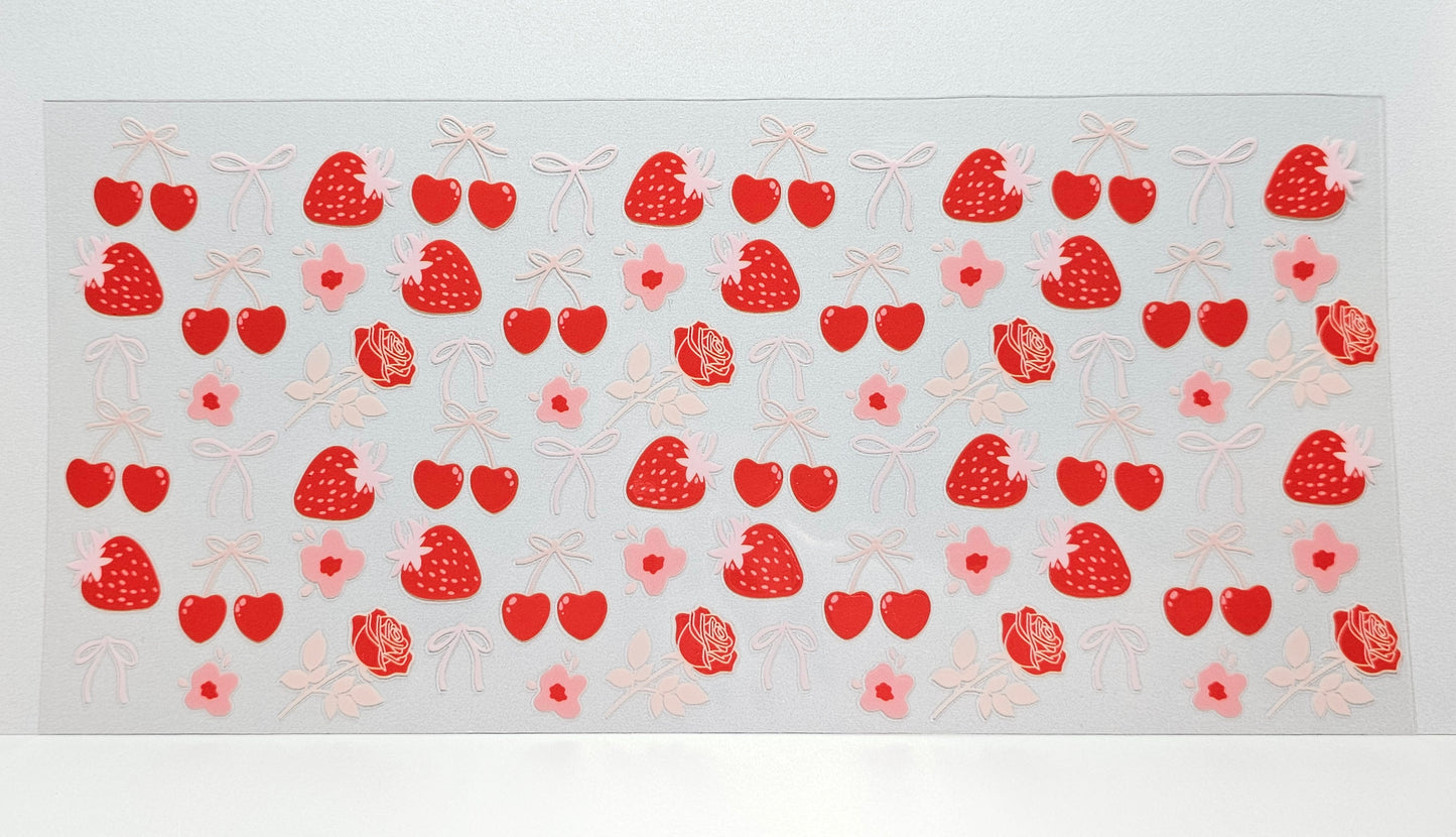 Cherries, Strawberries and Bows UVDTF Wrap 16 oz