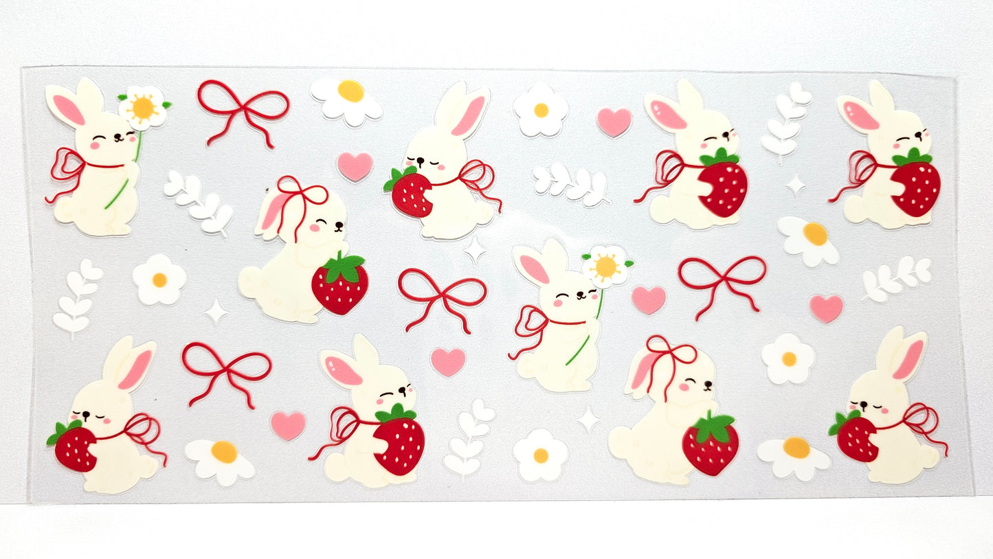 Bunnies, Strawberries, Flowers, Bows UVDTF Wrap 16 oz