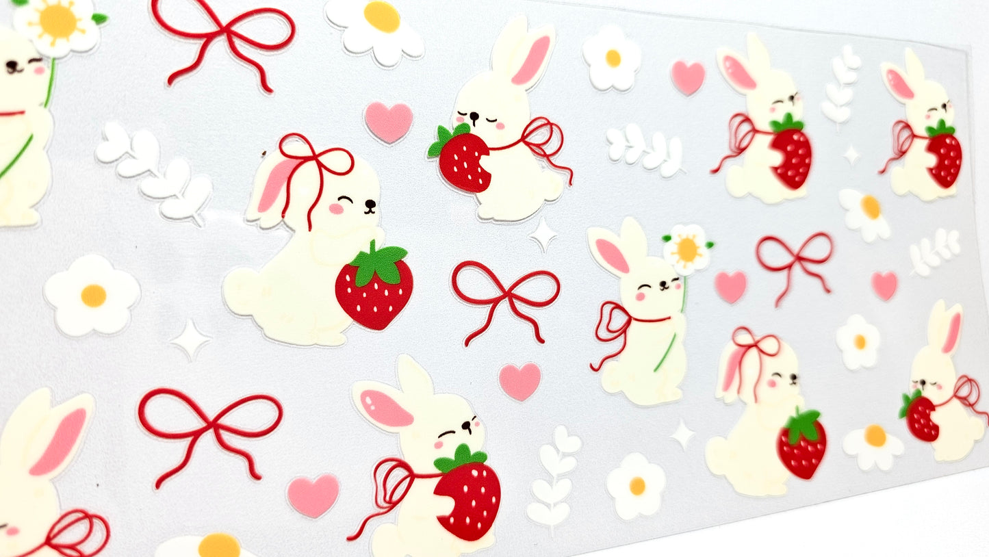 Bunnies, Strawberries, Flowers, Bows UVDTF Wrap 16 oz
