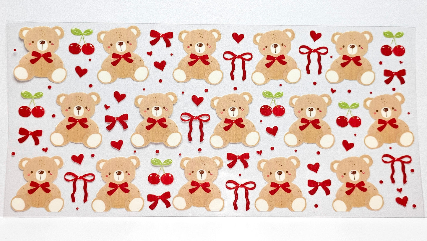 Bears, Red Bows, Cherries UVDTF Wrap 16 oz