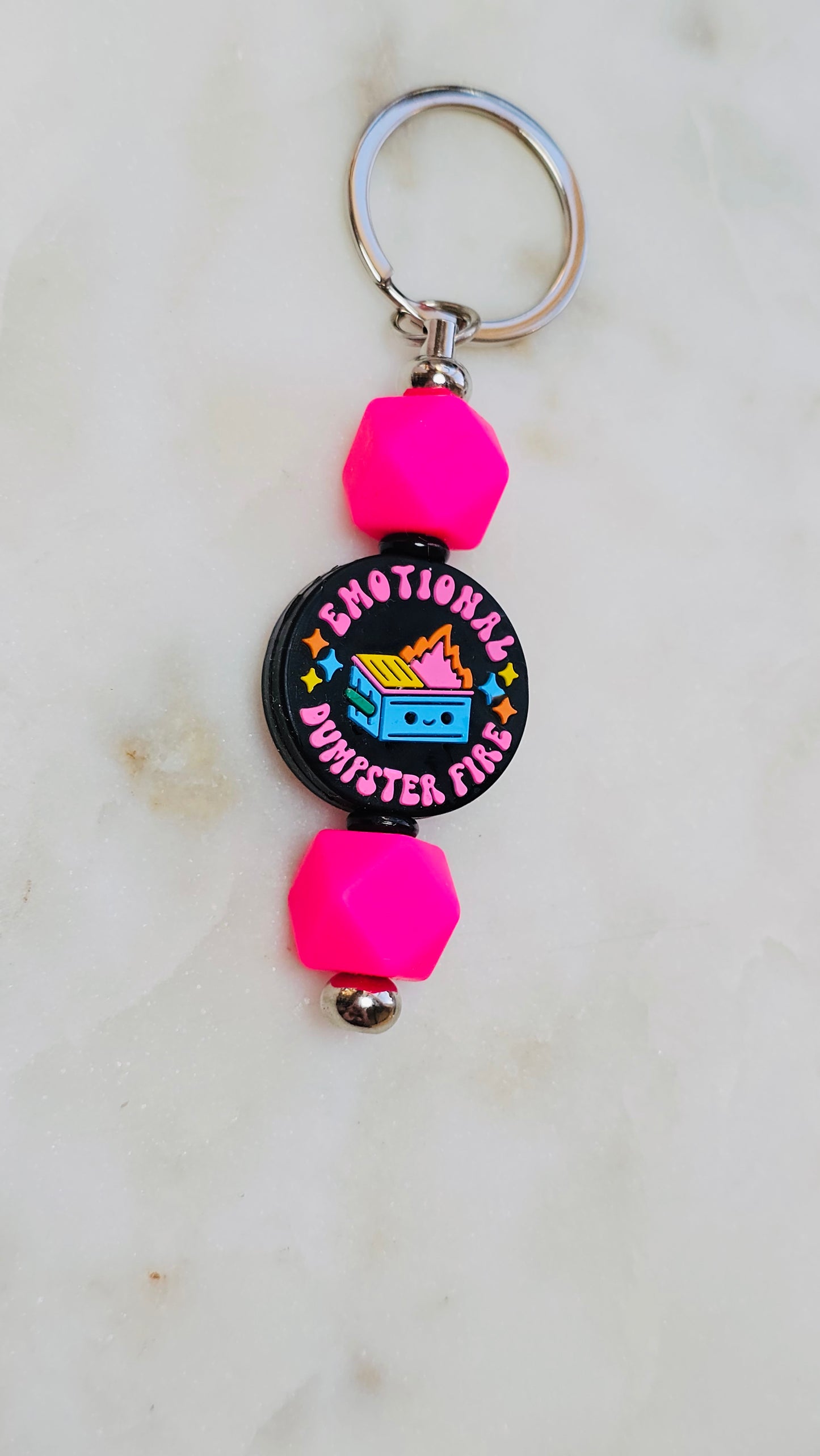 Emotional Dumpster Fire Funny Keychain | Beaded Keychain | Sarcastic Gift | Bag Charm | Purse Accessory | Gag Gift for Her