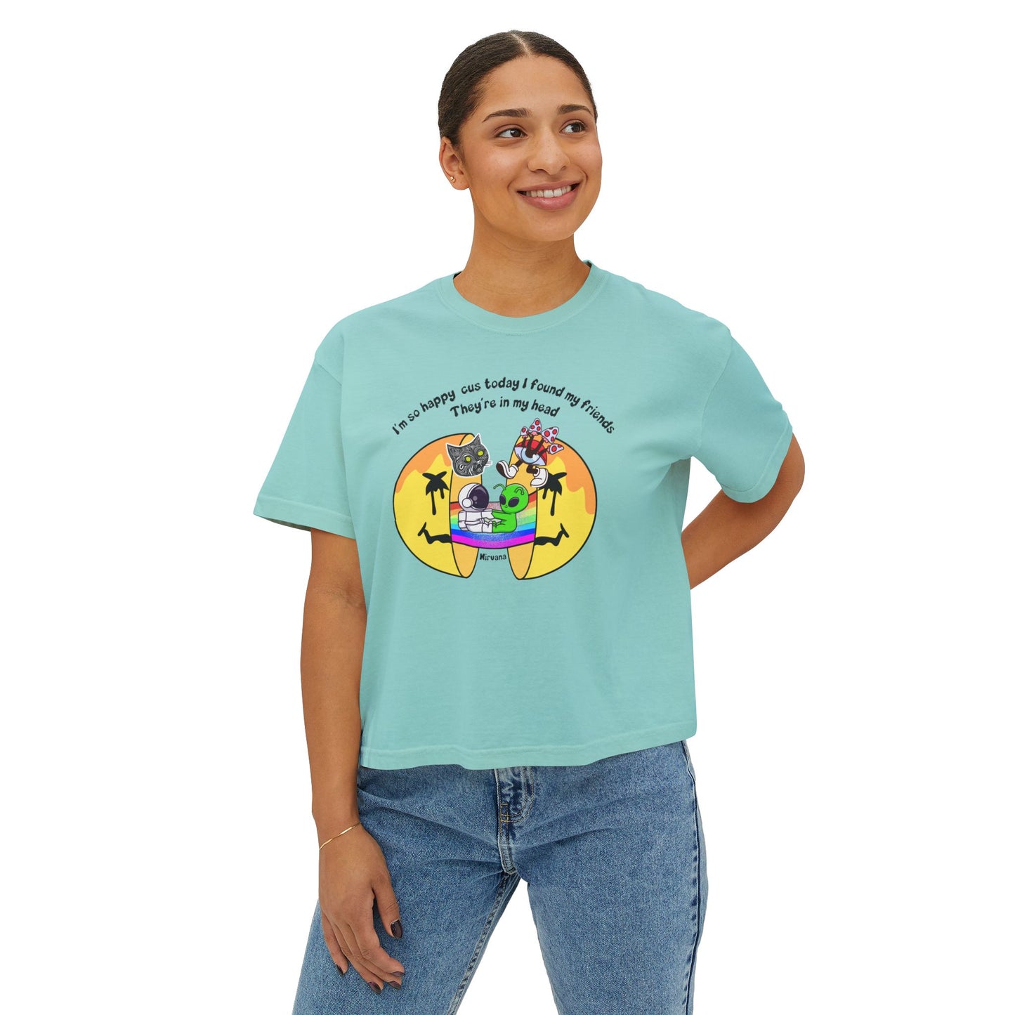 Nirvana Quote Funny Boxy Tee / Friends in my Head / y2k / Hippie
