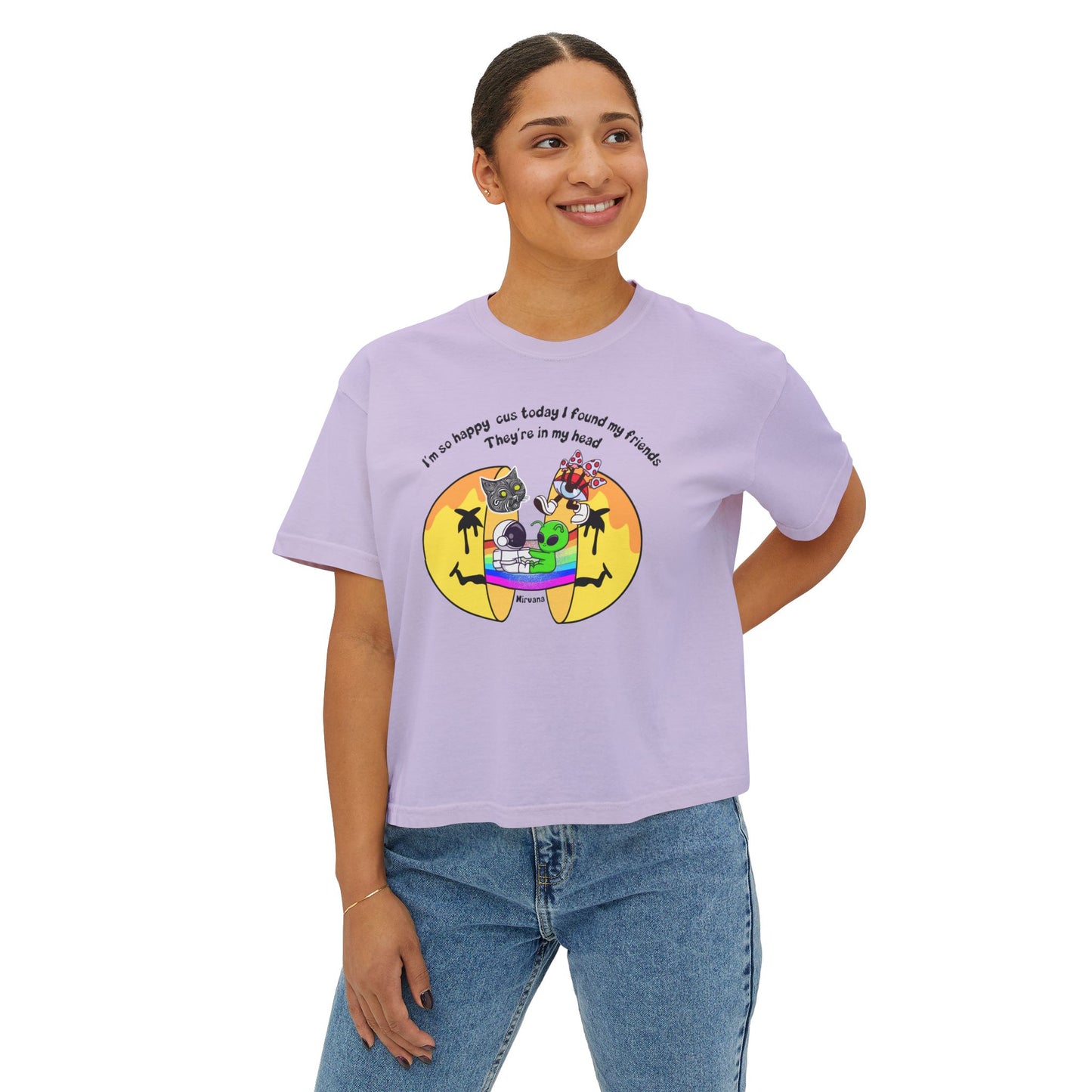 Nirvana Quote Funny Boxy Tee / Friends in my Head / y2k / Hippie