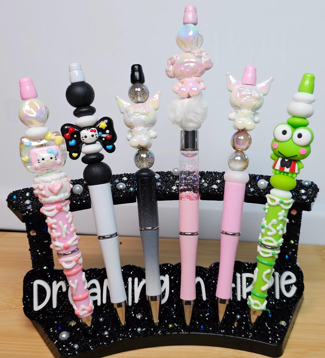 Kawaii Sanrio Silicone Beaded Pens / Focal Bead Ballpoint Refillable Cute Stationery Gift