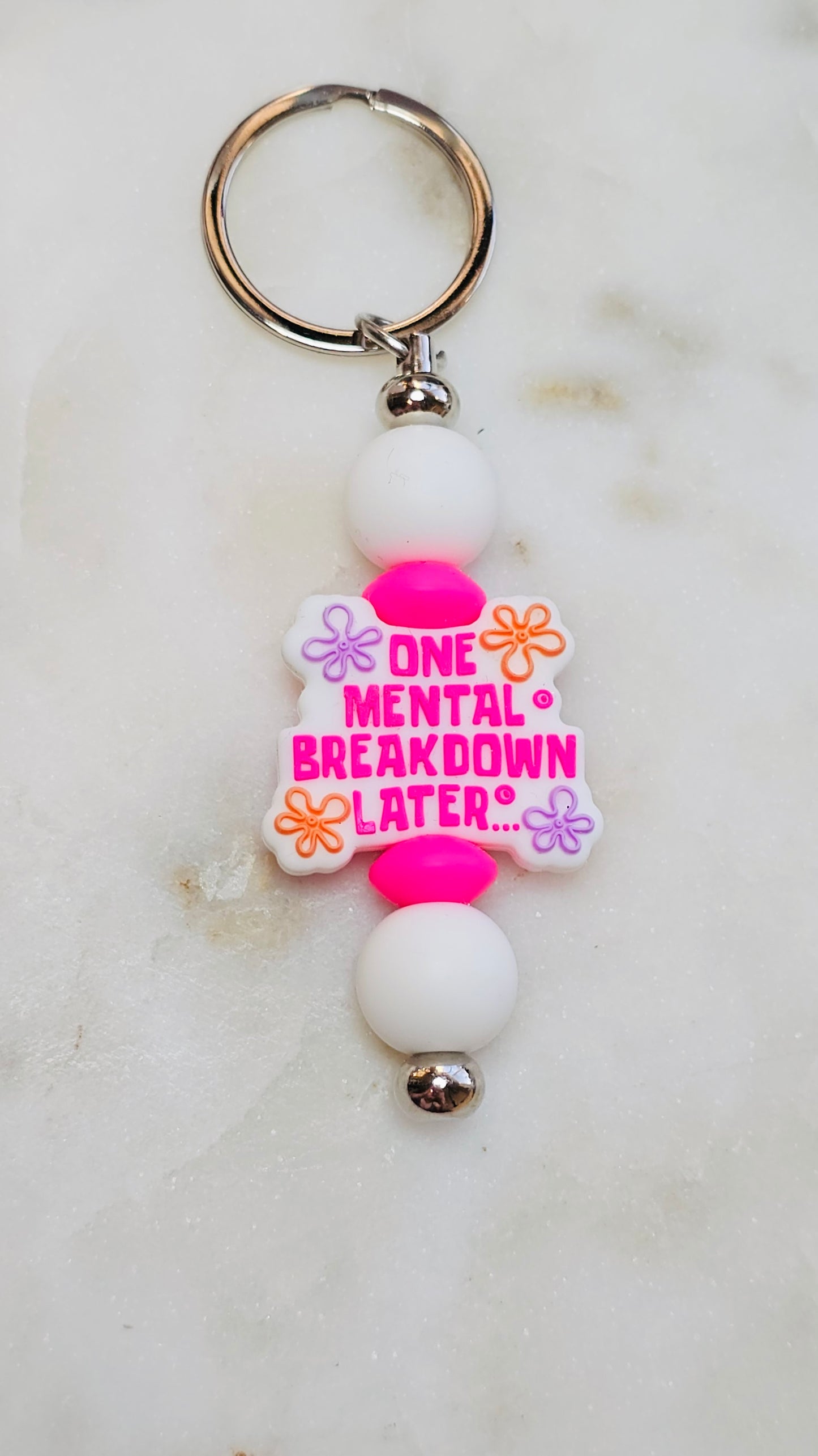 SpongeBob One Mental Breakdown Later Funny Keychain | Beaded Keychain | Sarcastic Gift | Bag Charm | Purse Accessory | Gag Gift for Her