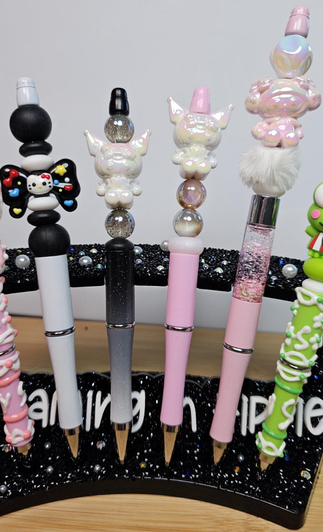 Kawaii Sanrio Silicone Beaded Pens / Focal Bead Ballpoint Refillable Cute Stationery Gift