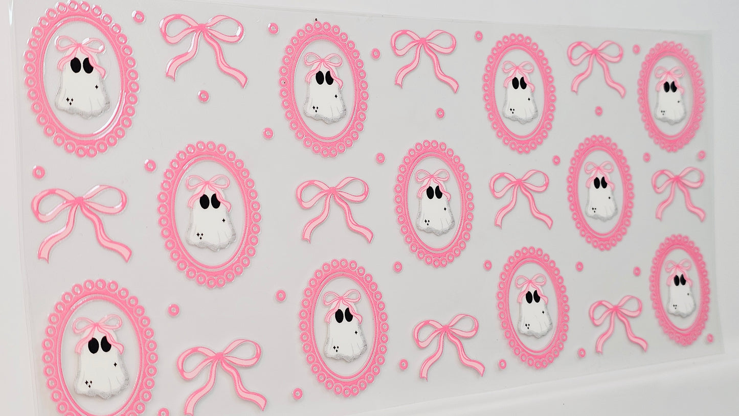 Halloween Coquette Ghosties Pink Bows UVDTF Wrap 16 oz