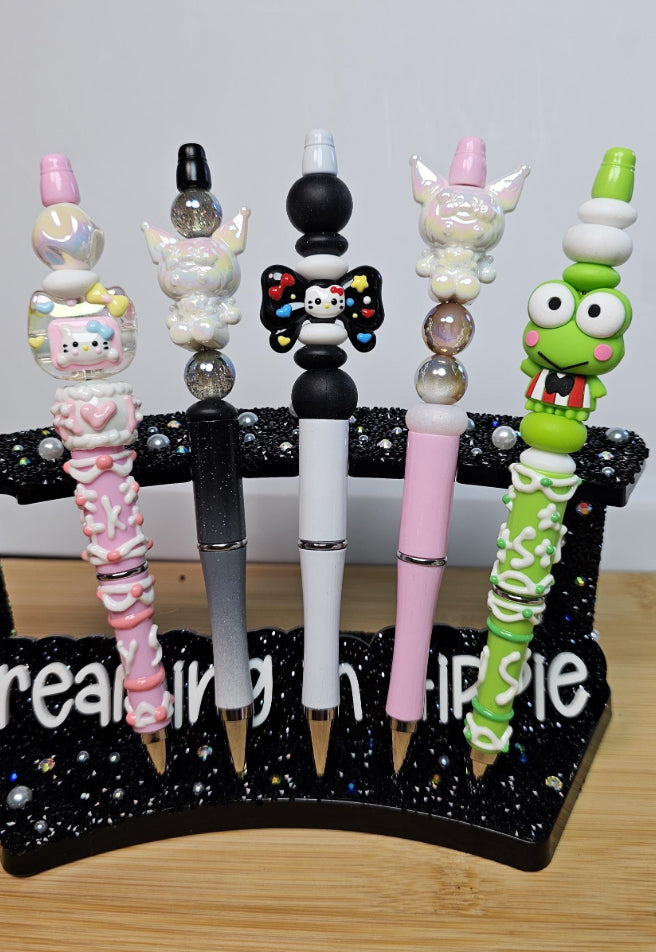 Kawaii Sanrio Silicone Beaded Pens / Focal Bead Ballpoint Refillable Cute Stationery Gift