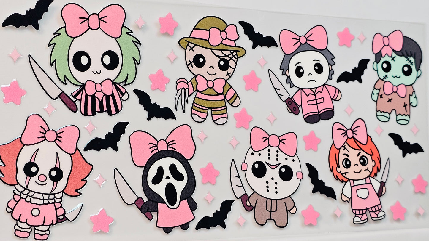 Baby Scream Ghostface Halloween Hearts Horror Movie UVDTF Wrap 16 oz