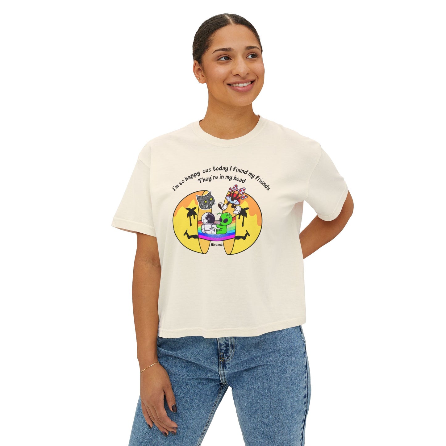 Nirvana Quote Funny Boxy Tee / Friends in my Head / y2k / Hippie