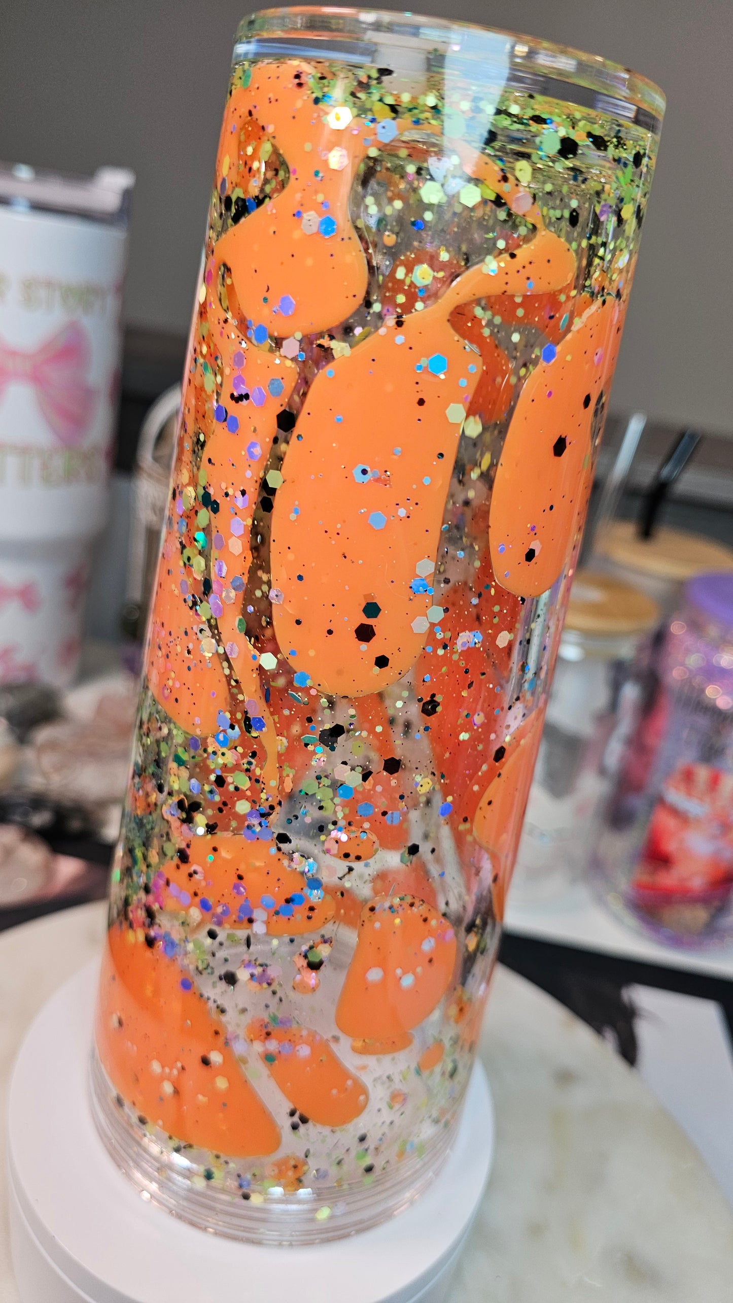Halloween Nail Girlie Boo Tumbler / Lava Drip Cup / Glitter / UVDTF Wrap / Gift