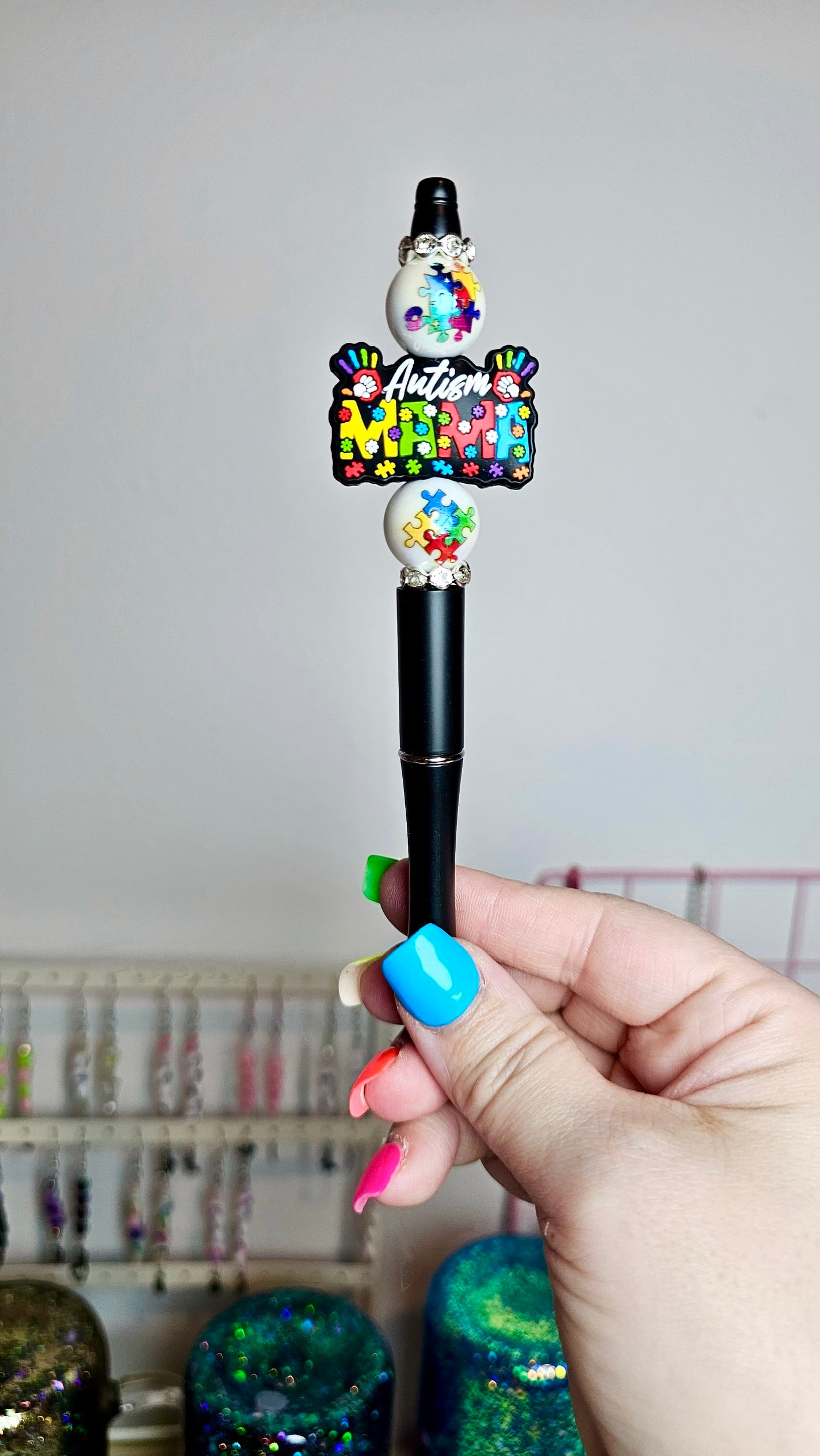 Autism Mama Silicone Beaded Pen