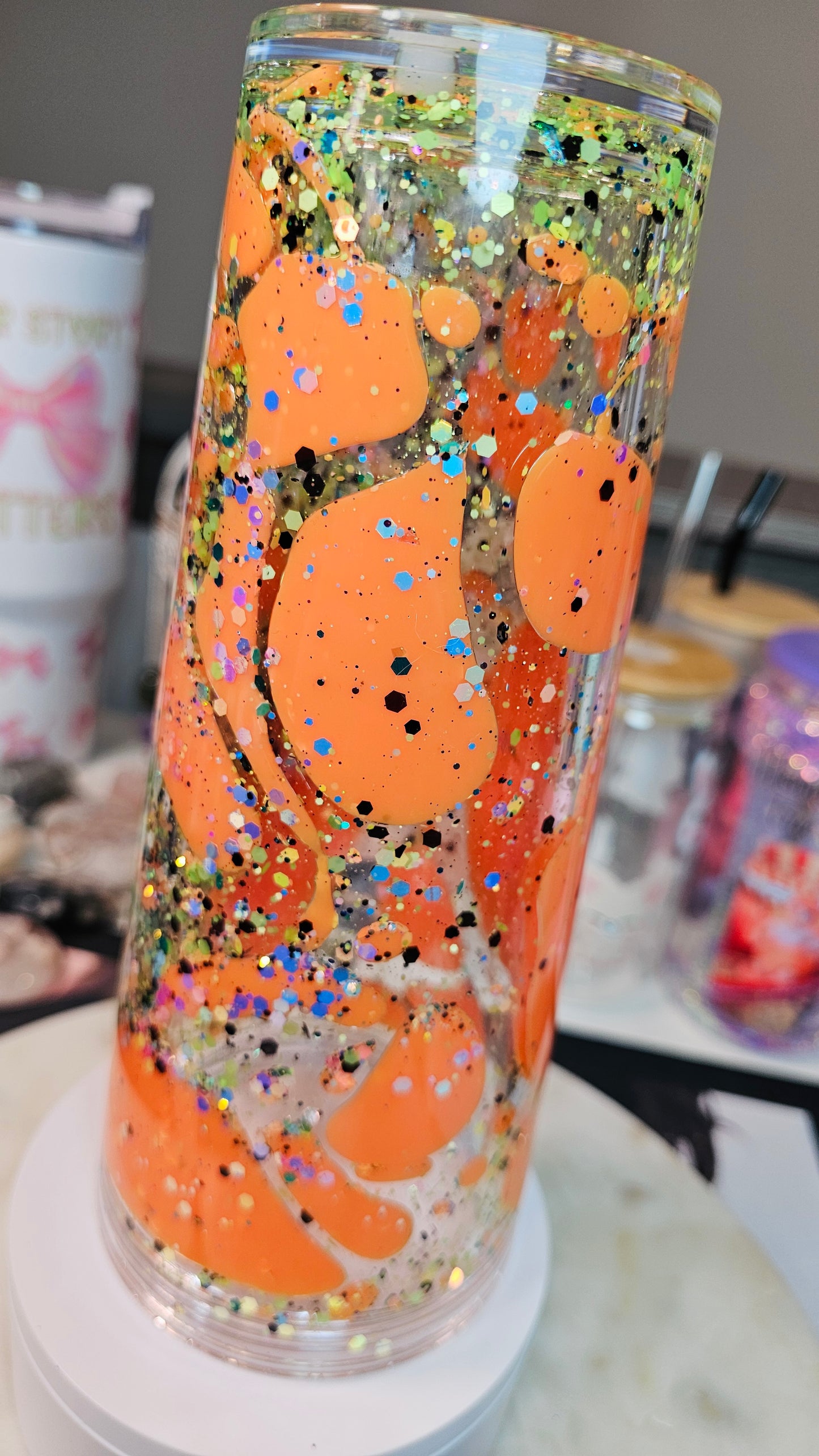 Halloween Nail Girlie Boo Tumbler / Lava Drip Cup / Glitter / UVDTF Wrap / Gift