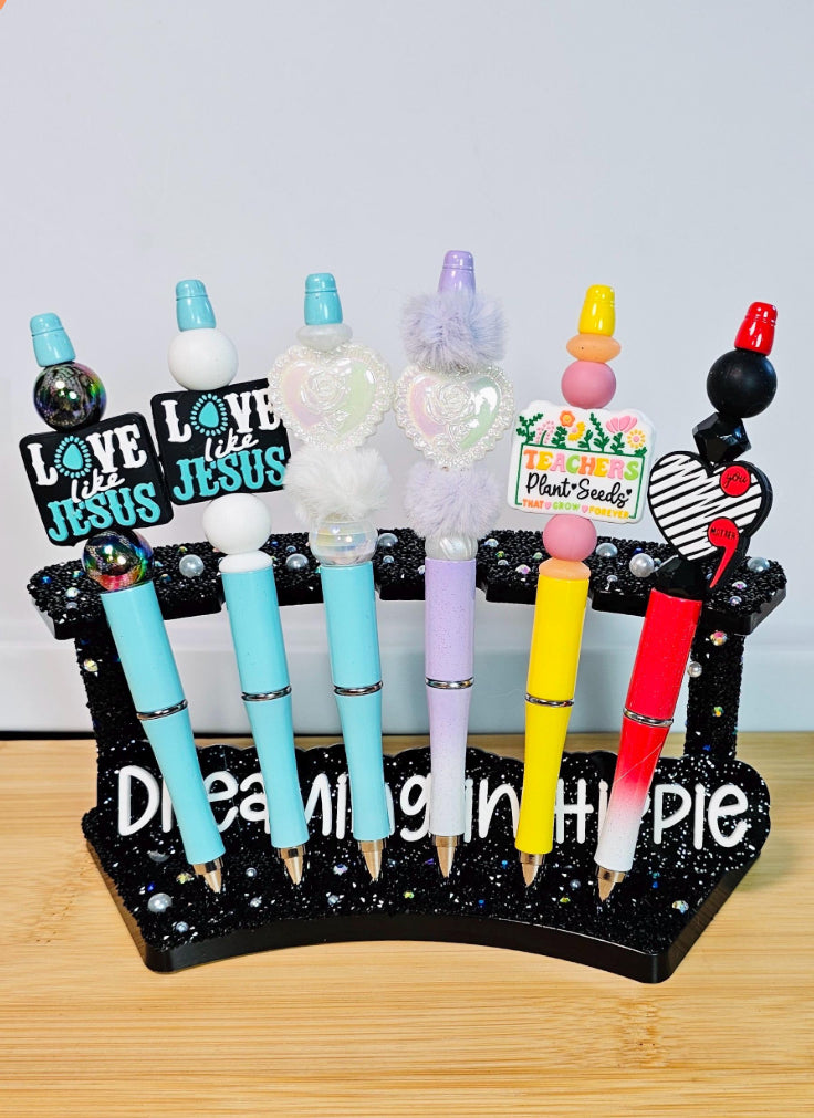 Silicone Beaded Pens / Faith / Jesus / Teacher / Mental Health Awarenes / Focal Bead Ballpoint Refillable Cute Stationery Pen
