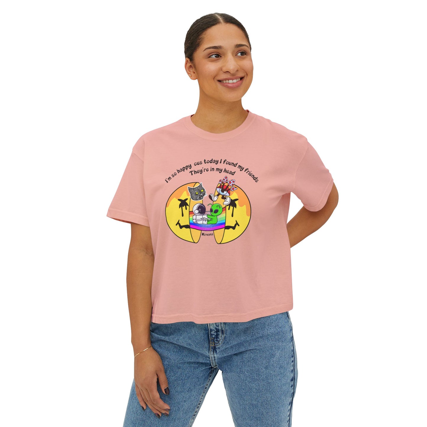 Nirvana Quote Funny Boxy Tee / Friends in my Head / y2k / Hippie