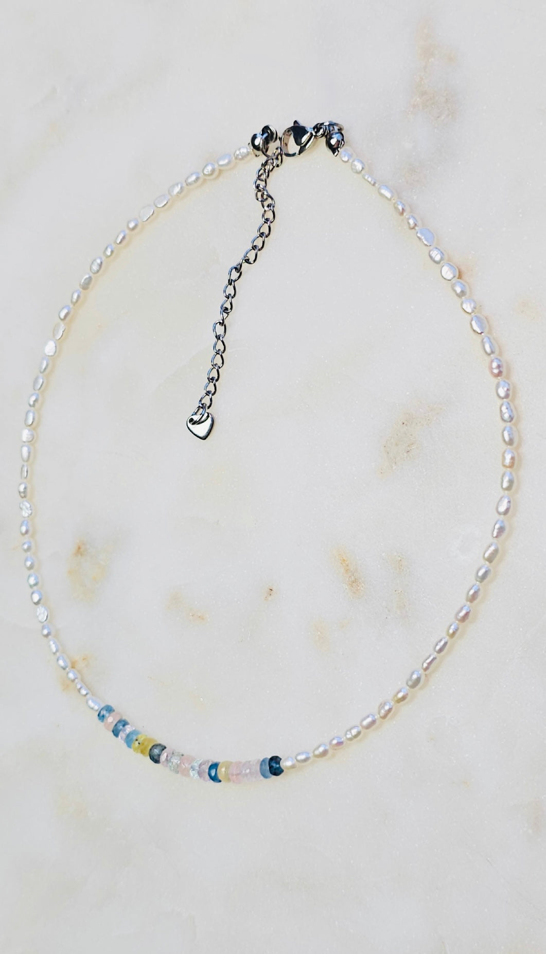 Dainty Pearl and Morganite Choker Necklace | Summer Feminine Necklace | Freshwater Pearls | Dainty Choker | Summer Jewelry