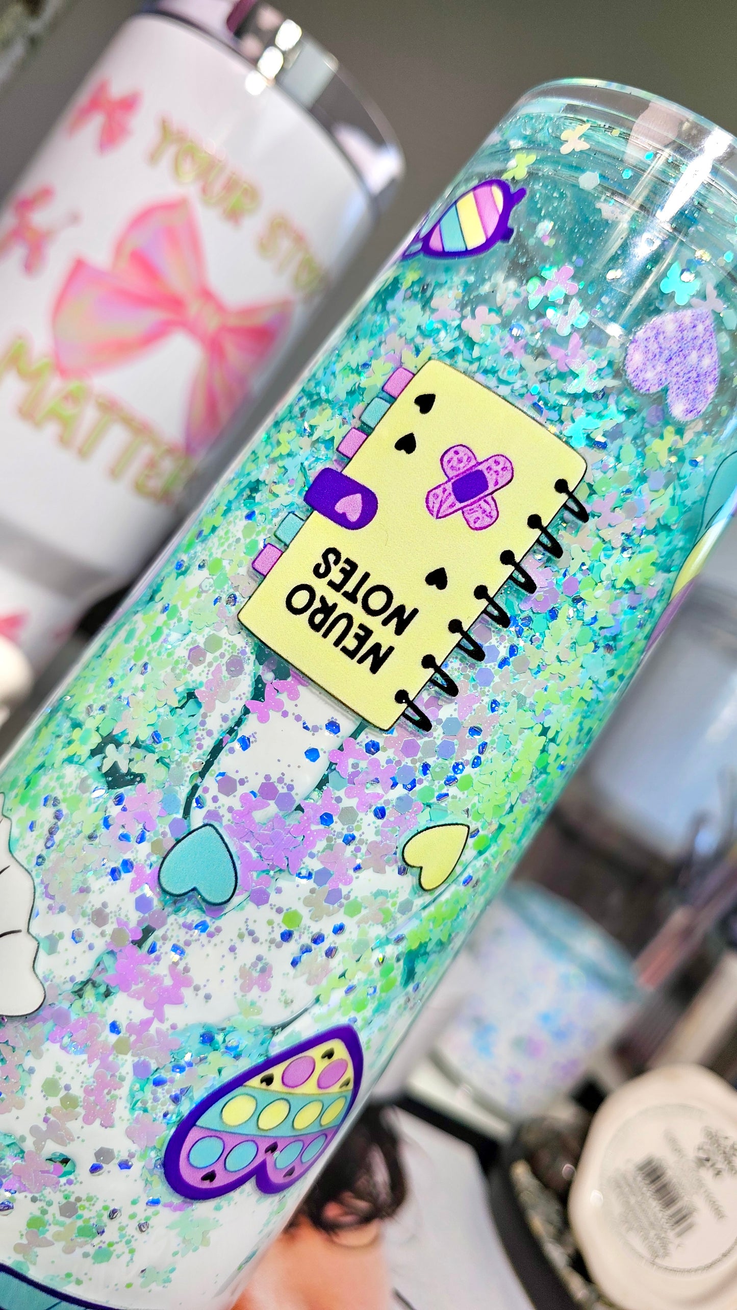 Mental Health Matters Tumbler | Neurodivergent Lava Drip Cup | Glitter UVDTF Wrap | ADHD Autism Support Gift