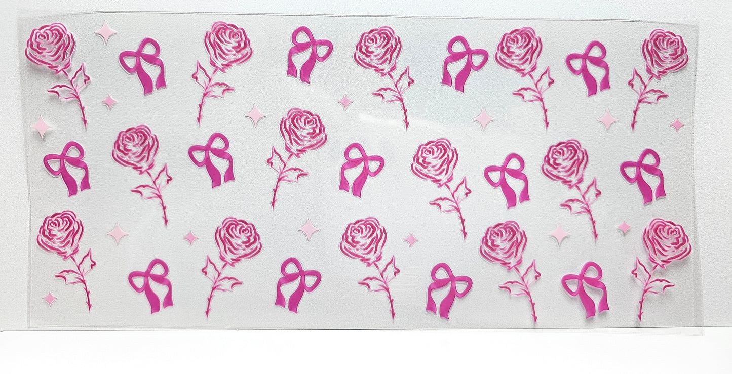 Pink Roses and Bows UVDTF Wrap 16 oz