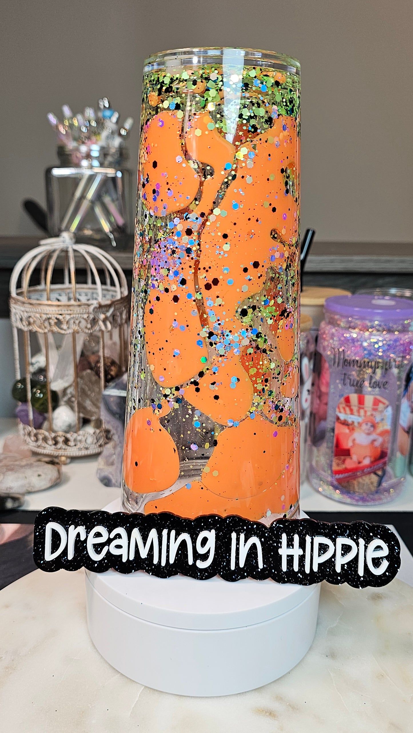 Halloween Nail Girlie Boo Tumbler / Lava Drip Cup / Glitter / UVDTF Wrap / Gift