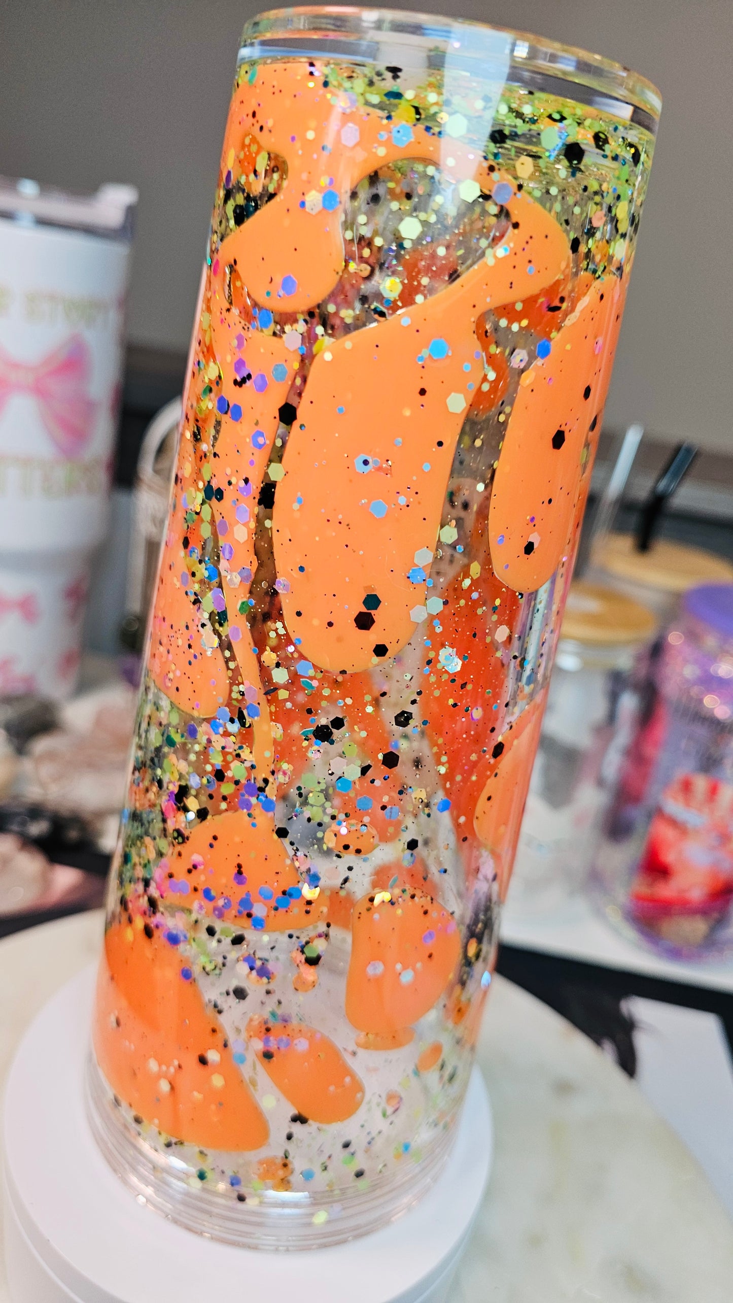 Halloween Nail Girlie Boo Tumbler / Lava Drip Cup / Glitter / UVDTF Wrap / Gift