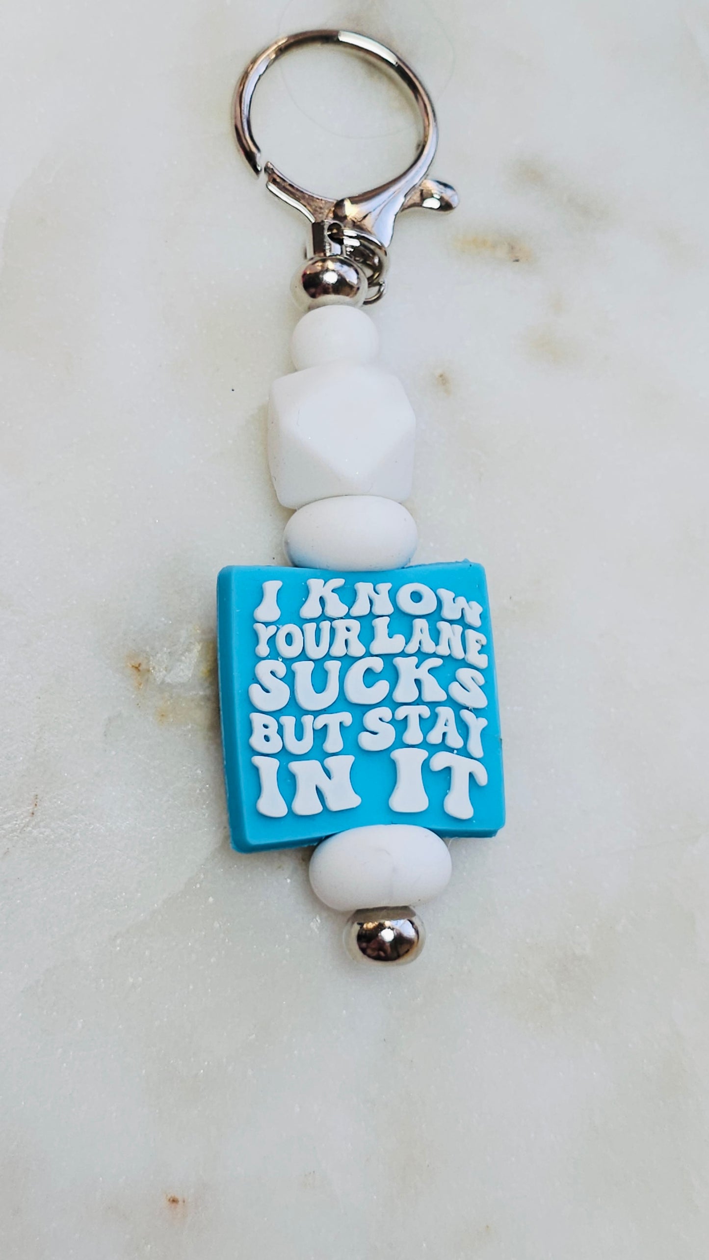 Stay in Your Sucky Lane Funny Keychain | Beaded Keychain | Sarcastic Gift | Bag Charm | Purse Accessory | Gag Gift for Her