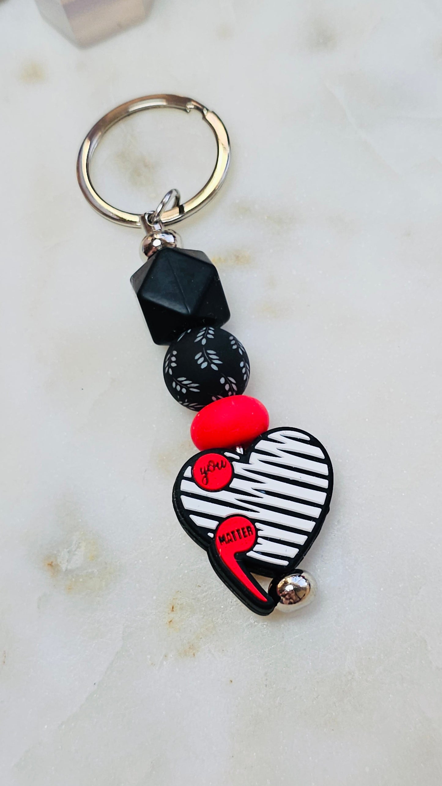 Nothing Stays the Same™ | Mental Health Beaded Keychain | Semicolon and Heart | Bag Charm | Purse Accessory | Gift for Friend