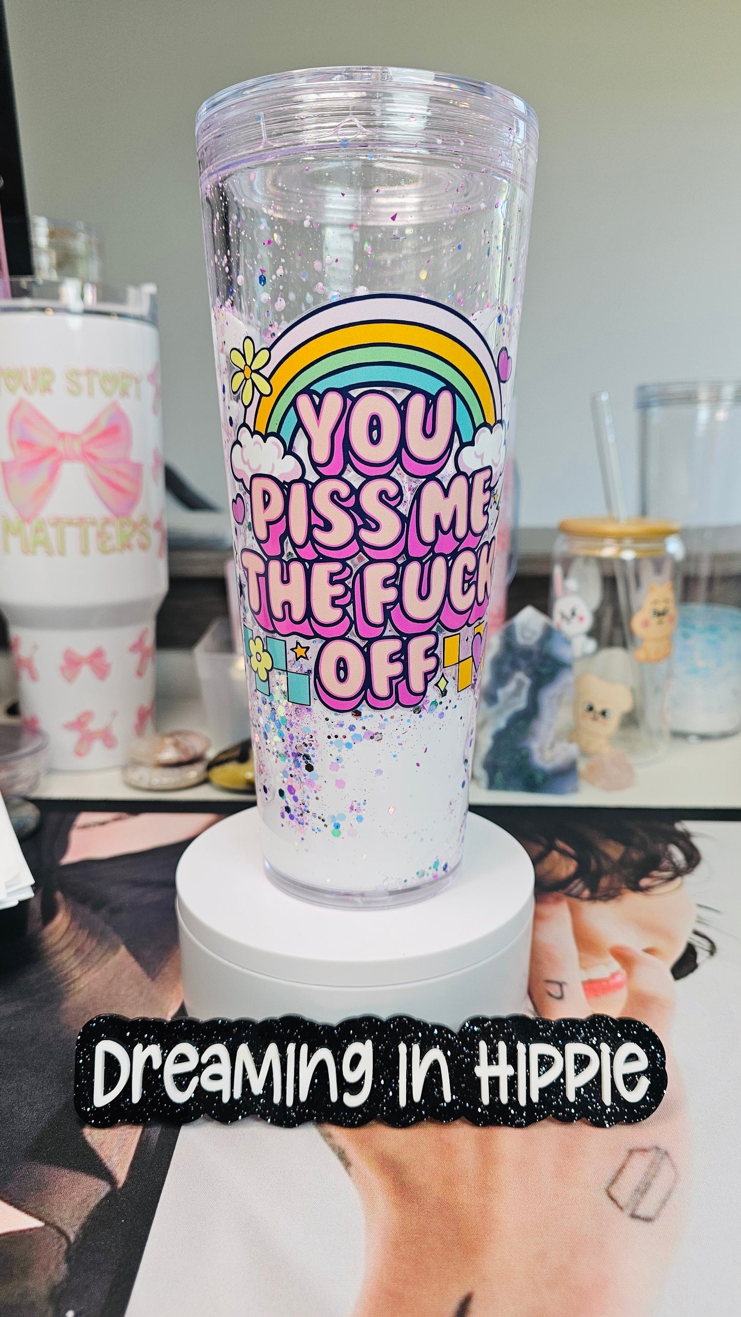 You Piss Me the F*** Off Funny Sarcastic Tumbler / Lava Drip Cup / Glitter / UVDTF Wrap / Funny Gift