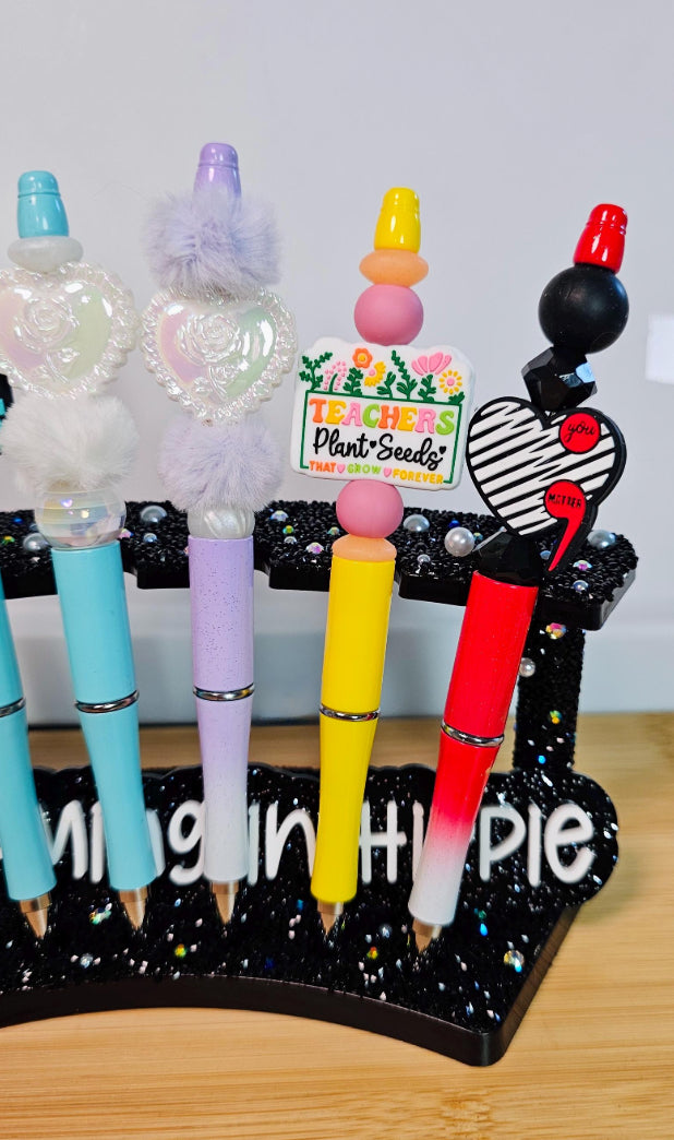 Silicone Beaded Pens / Faith / Jesus / Teacher / Mental Health Awarenes / Focal Bead Ballpoint Refillable Cute Stationery Pen