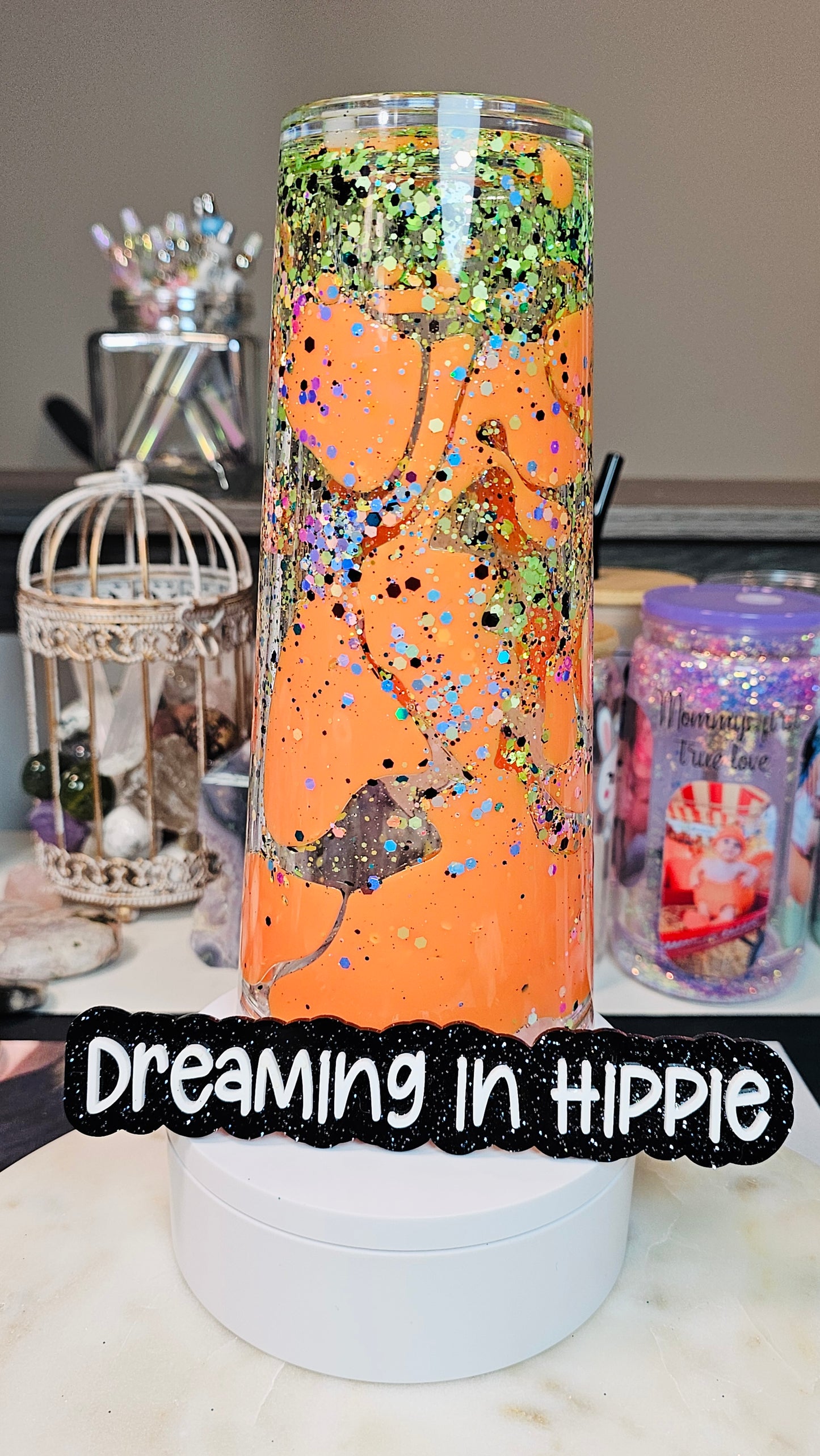 Halloween Nail Girlie Boo Tumbler / Lava Drip Cup / Glitter / UVDTF Wrap / Gift