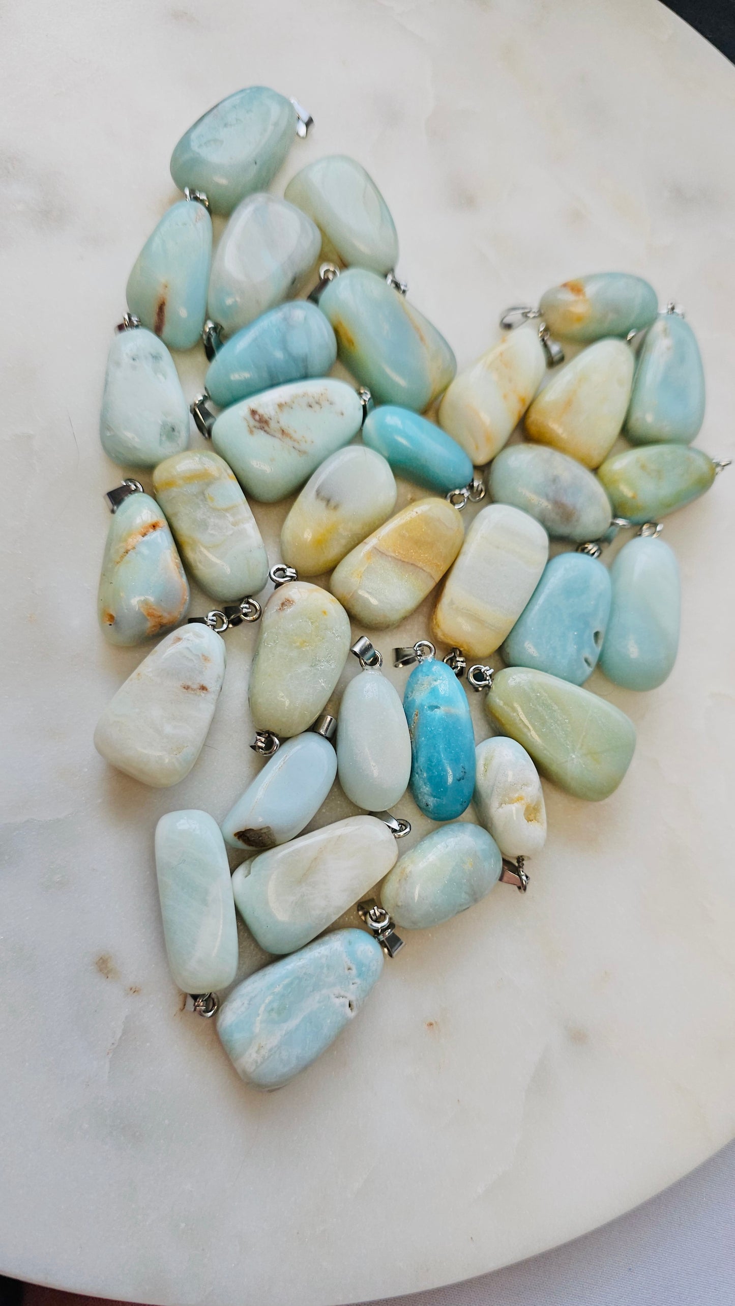 Amazonite Crystal Charm with Stainless Steel Chain | Calming Peaceful Beachy Necklace | Long Chain 24”