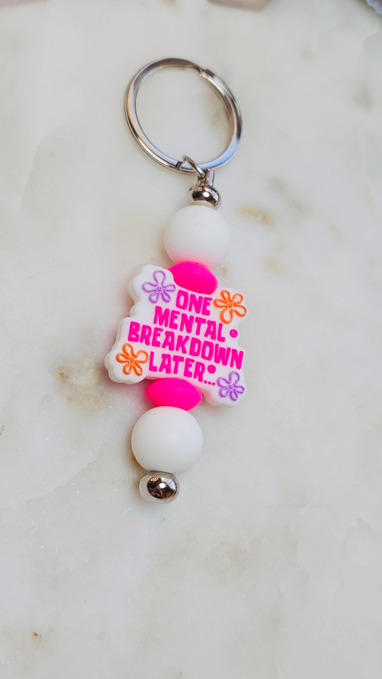 SpongeBob One Mental Breakdown Later Funny Keychain | Beaded Keychain | Sarcastic Gift | Bag Charm | Purse Accessory | Gag Gift for Her