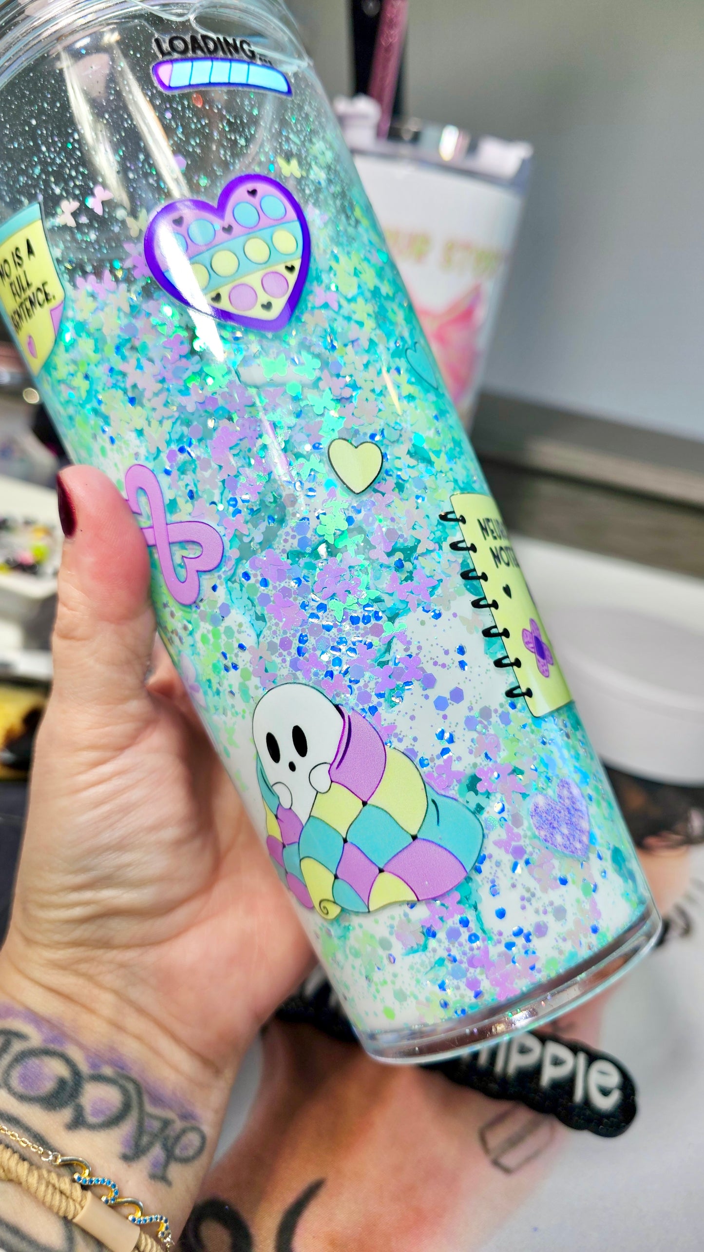 Mental Health Matters Tumbler | Neurodivergent Lava Drip Cup | Glitter UVDTF Wrap | ADHD Autism Support Gift