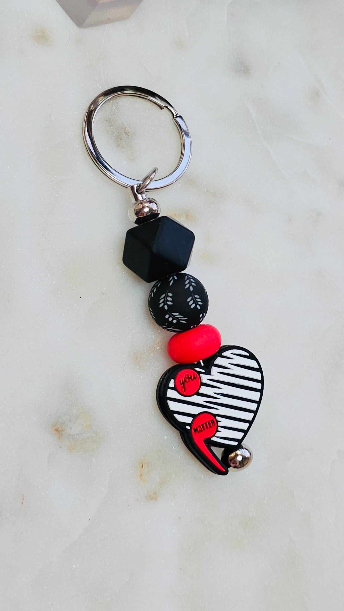 Nothing Stays the Same™ | Mental Health Beaded Keychain | Semicolon and Heart | Bag Charm | Purse Accessory | Gift for Friend