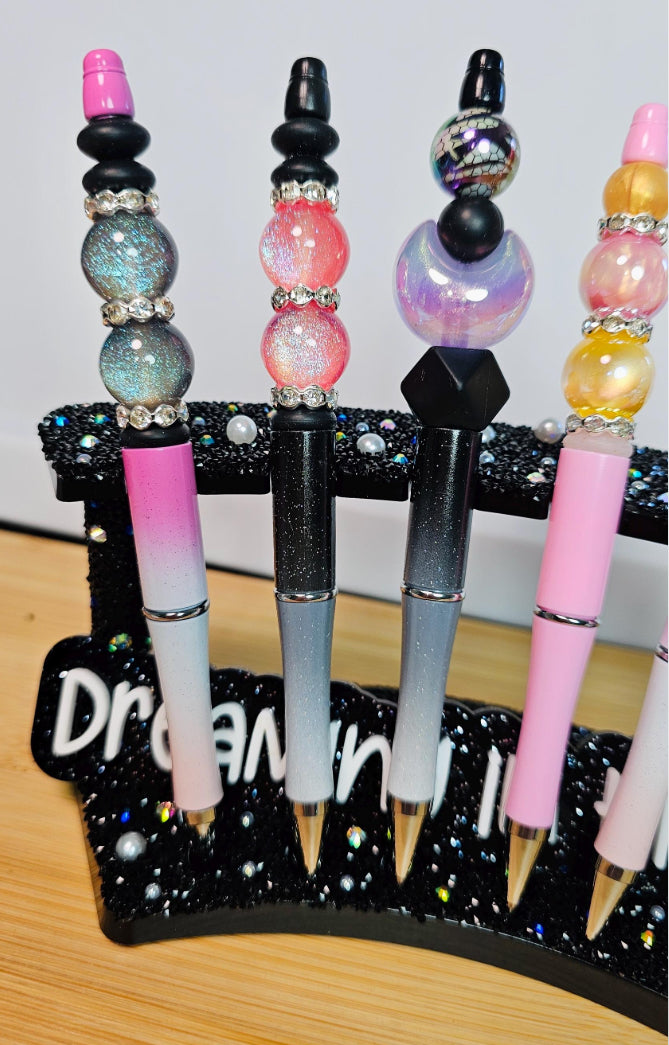 Galaxy Sparkle Beadable Pen / Cute Pens Refillable Glitter Stationery Gift