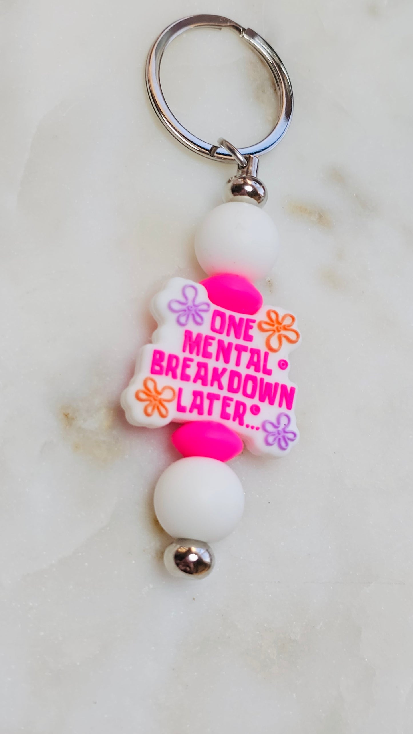 SpongeBob One Mental Breakdown Later Funny Keychain | Beaded Keychain | Sarcastic Gift | Bag Charm | Purse Accessory | Gag Gift for Her