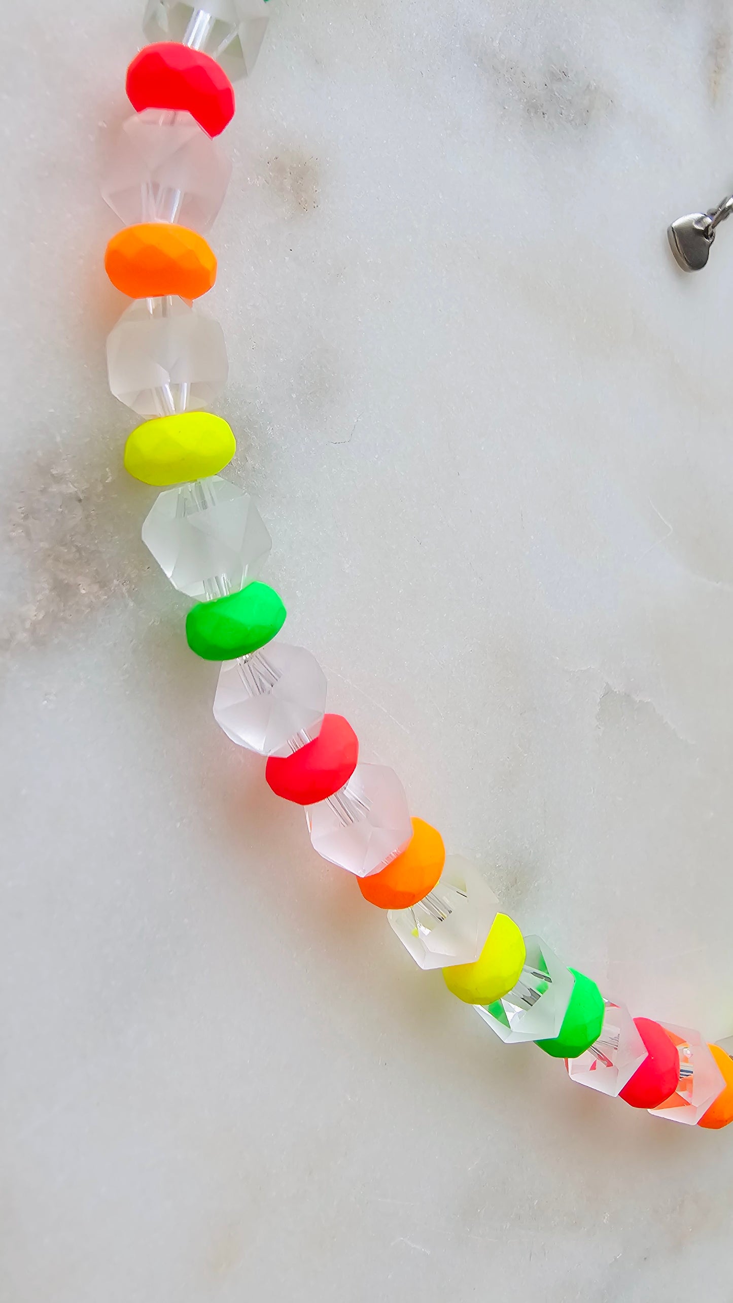Neon Necklace | Neon Choker | Frosted Glass Matte Faceted 8 mm Beads with Czech Neon Beads | Beaded necklace | Summer Rave Necklace