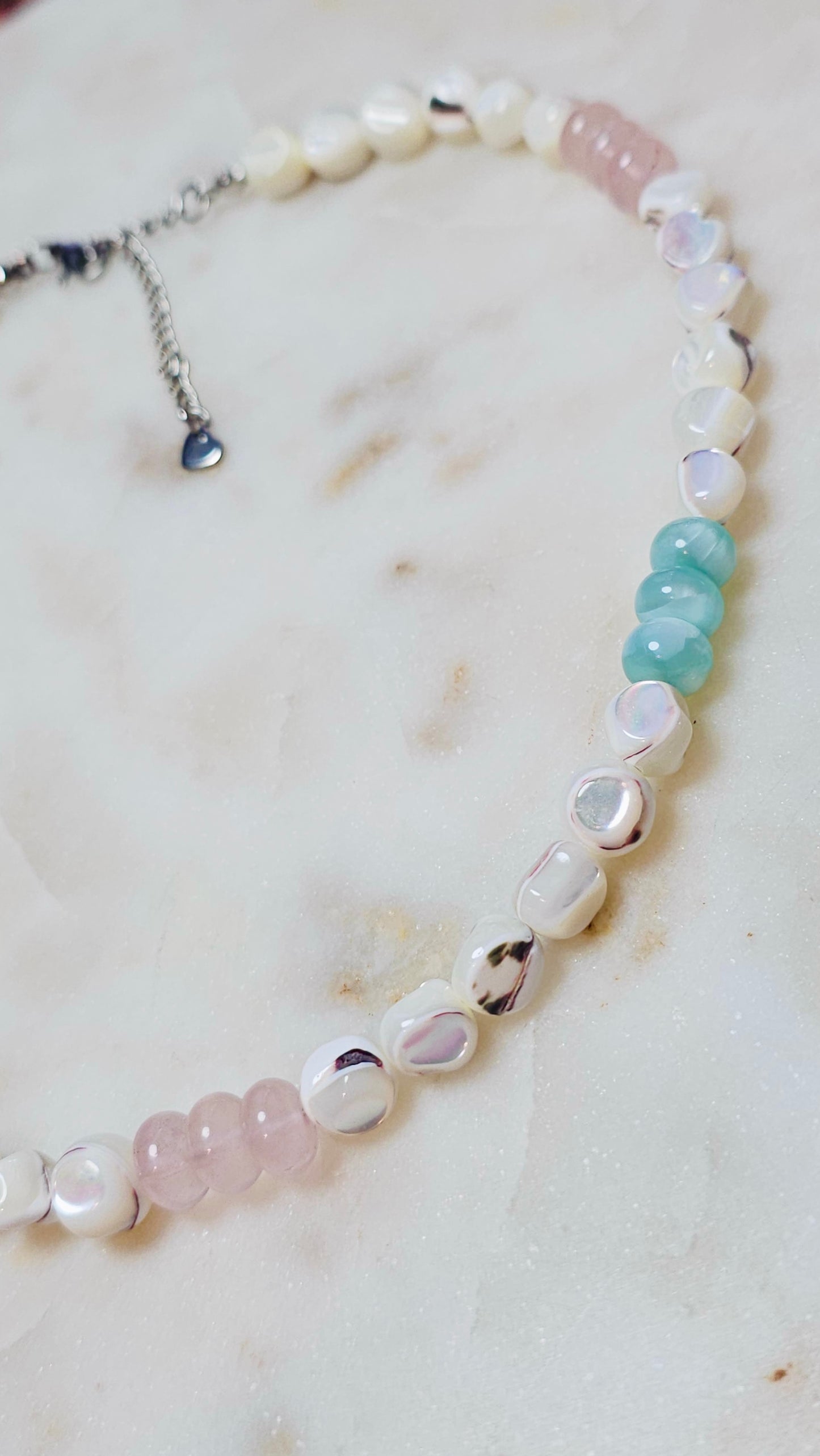 The Sacred Feminine™ | Pearl, Green Moonstone, Rose Quartz | Peaceful Healing Crystal Necklace | Handmade Gemstone Jewelry | Gift for Her