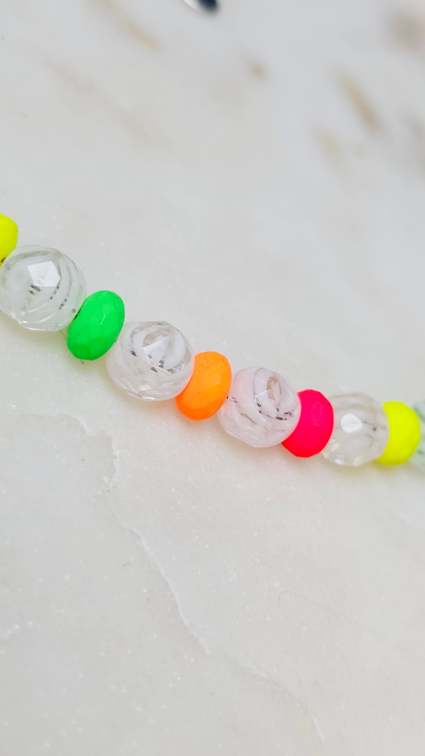 Etched Tiger Striped 8mm Beads Czech Neon Bead Spacers | Neon Beaded necklace | Summer Jewerly | Rave Choker | Fun Necklace