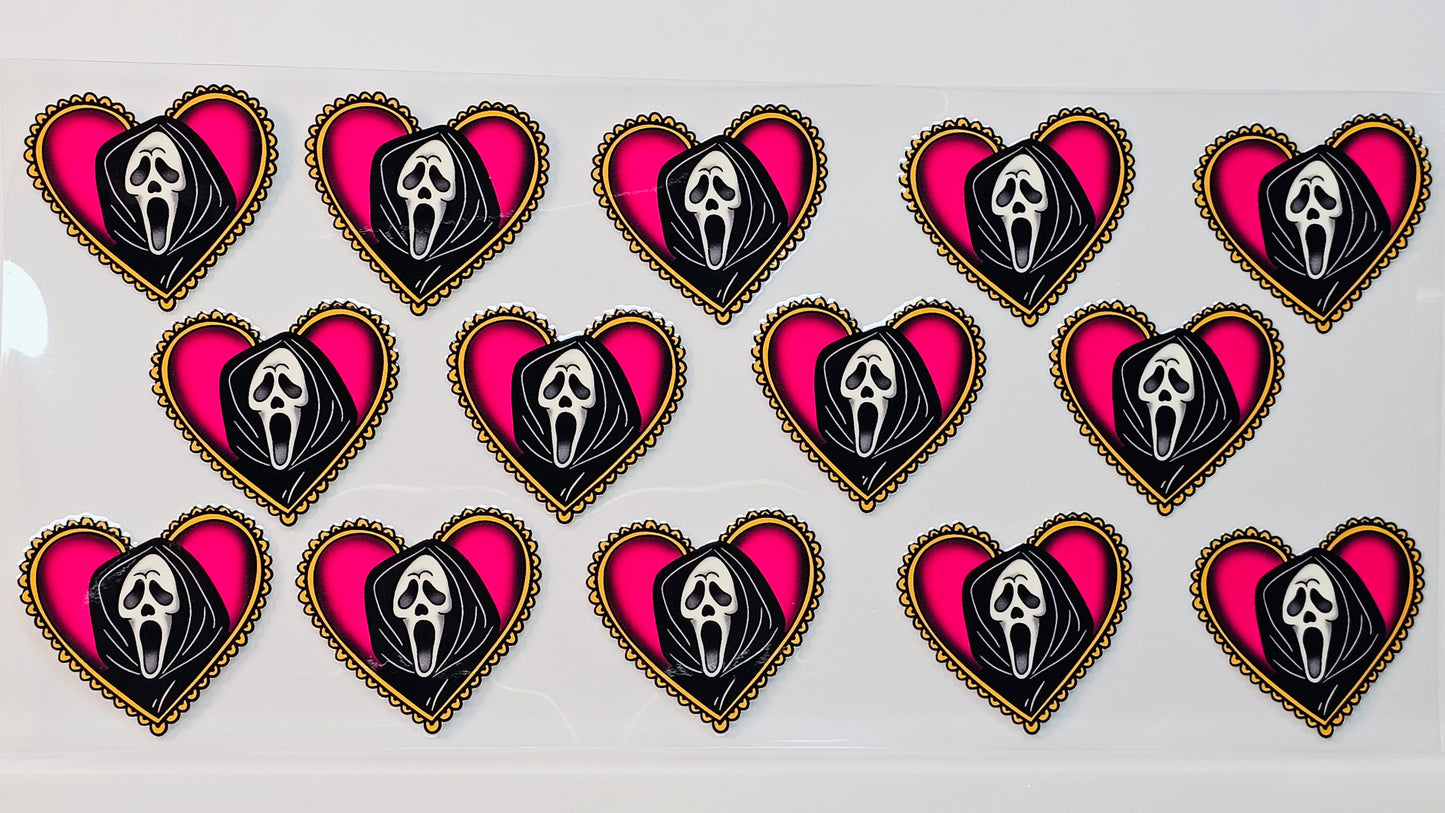 Scream Ghostface Halloween Hearts Horror Movie UVDTF Wrap 16 oz