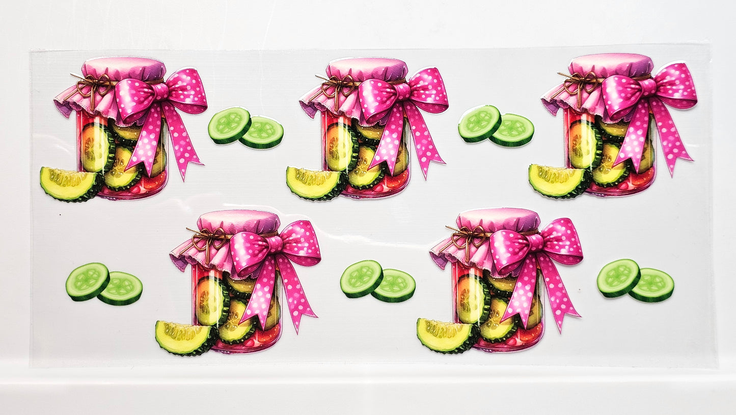 Pickles Pink Bow Jar UVDTF Wrap 16 oz