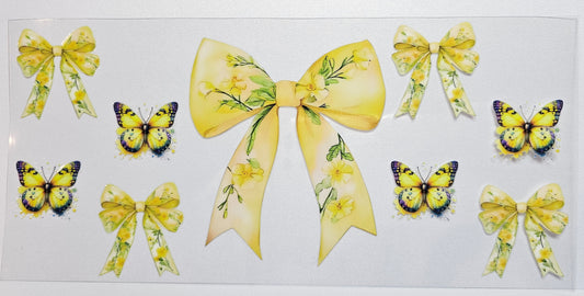 Yellow and Flower Bow UVDTF Wrap 16 oz
