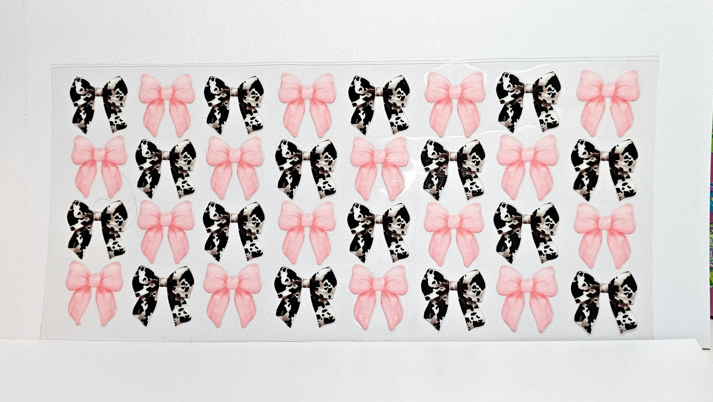 Pink and Cow Print Bow UVDTF Wrap 16 oz